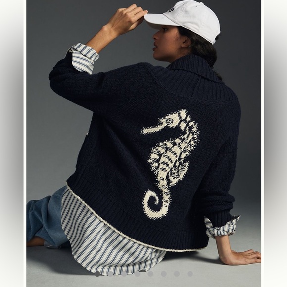 Anthropologie Sweaters - Anthropologie Maeve Seahorse Cardigan Sweater XXS. Great Condition.